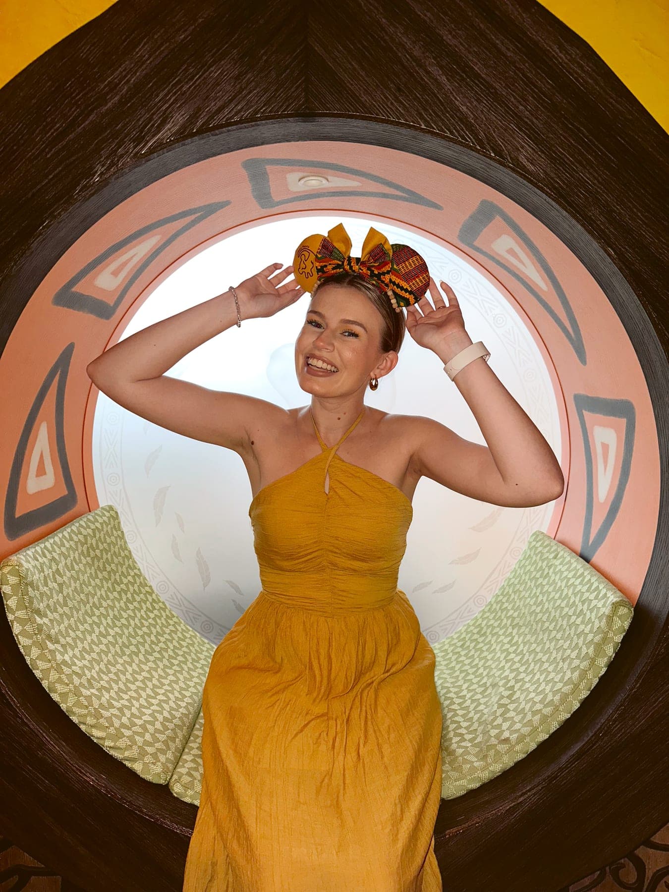 The Pride Lands. Golden mustard, woven print, beaded band.